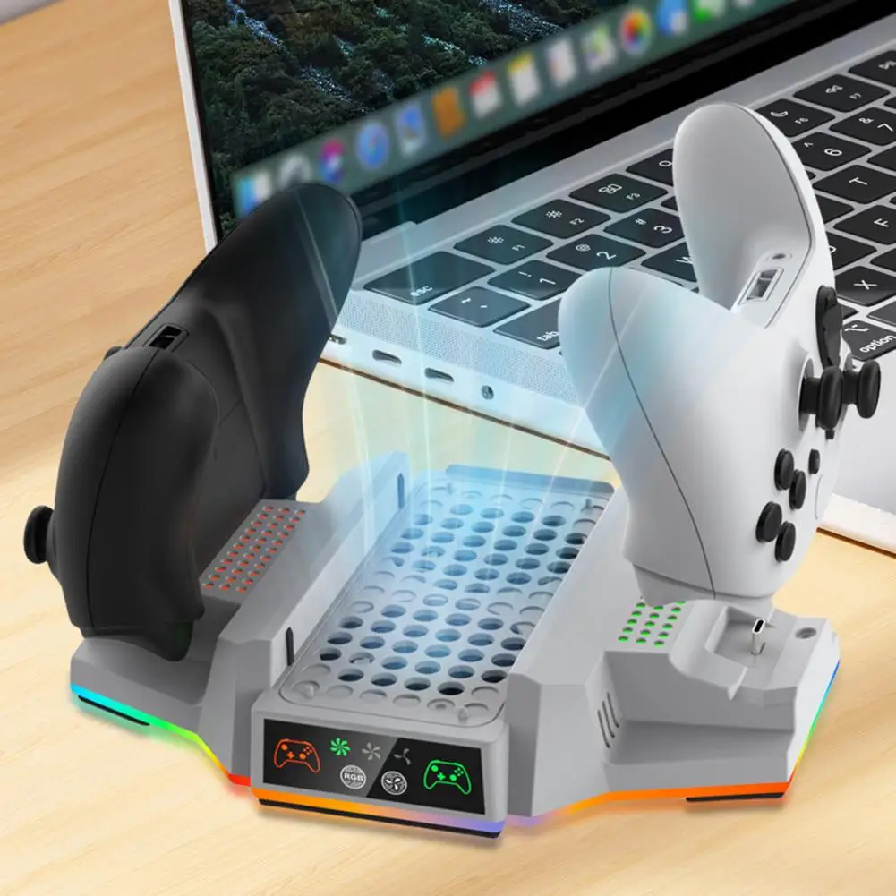 Dual-Controller-Ladestation, vertikaler RGB-Ständer mit Dual-Controller-Ladestation, USB 2.0-Anschluss für Xbox S-Spielekonsole