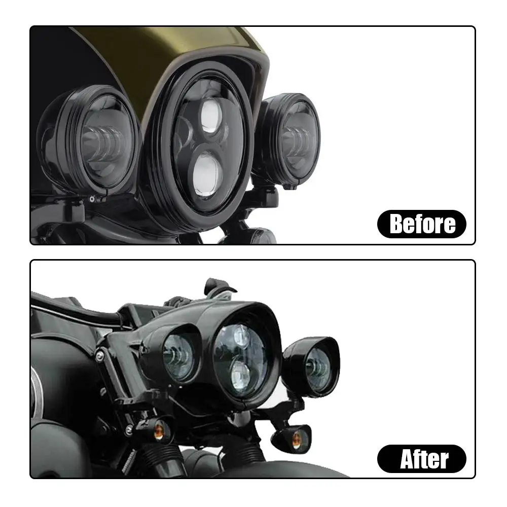 For Harley Touring Street Electra Glide Road King Motorcycle Accessories 4.5 inch LED Auxiliary Light Fog Lamp Visor Trim Ring