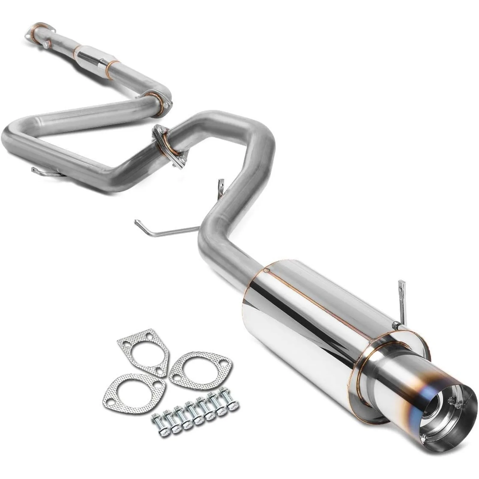 US  4 inches Burnt Muffler Tip Catback Exhaust System, Compatible with Mitsubishi Galant 2.4L I4 99-03