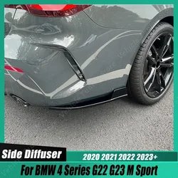 Gloss Black ABS Car Rear Bumper Lip Side Diffuser Spoiler Splitter for BMW 4 Series G22 G23 M Sport 2020-2023+ Body Kits