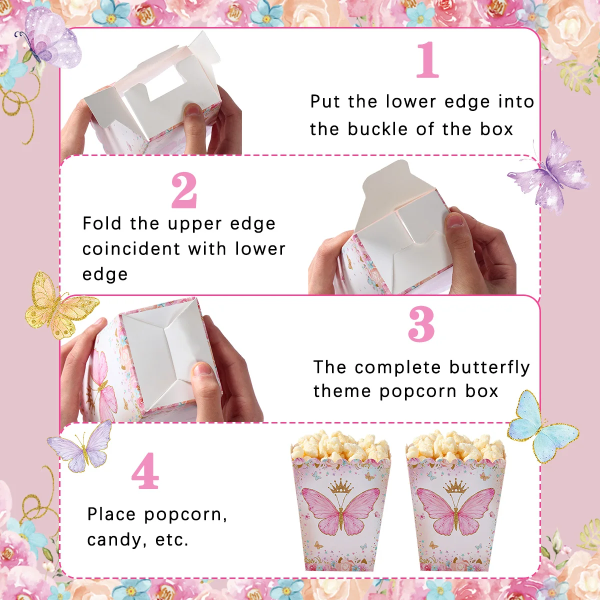 Butterfly Theme Party Popcorn Boxes Candy Box Butterfly Party Decoration Wedding Baby Shower Kids Girls Birthday Party Supplies