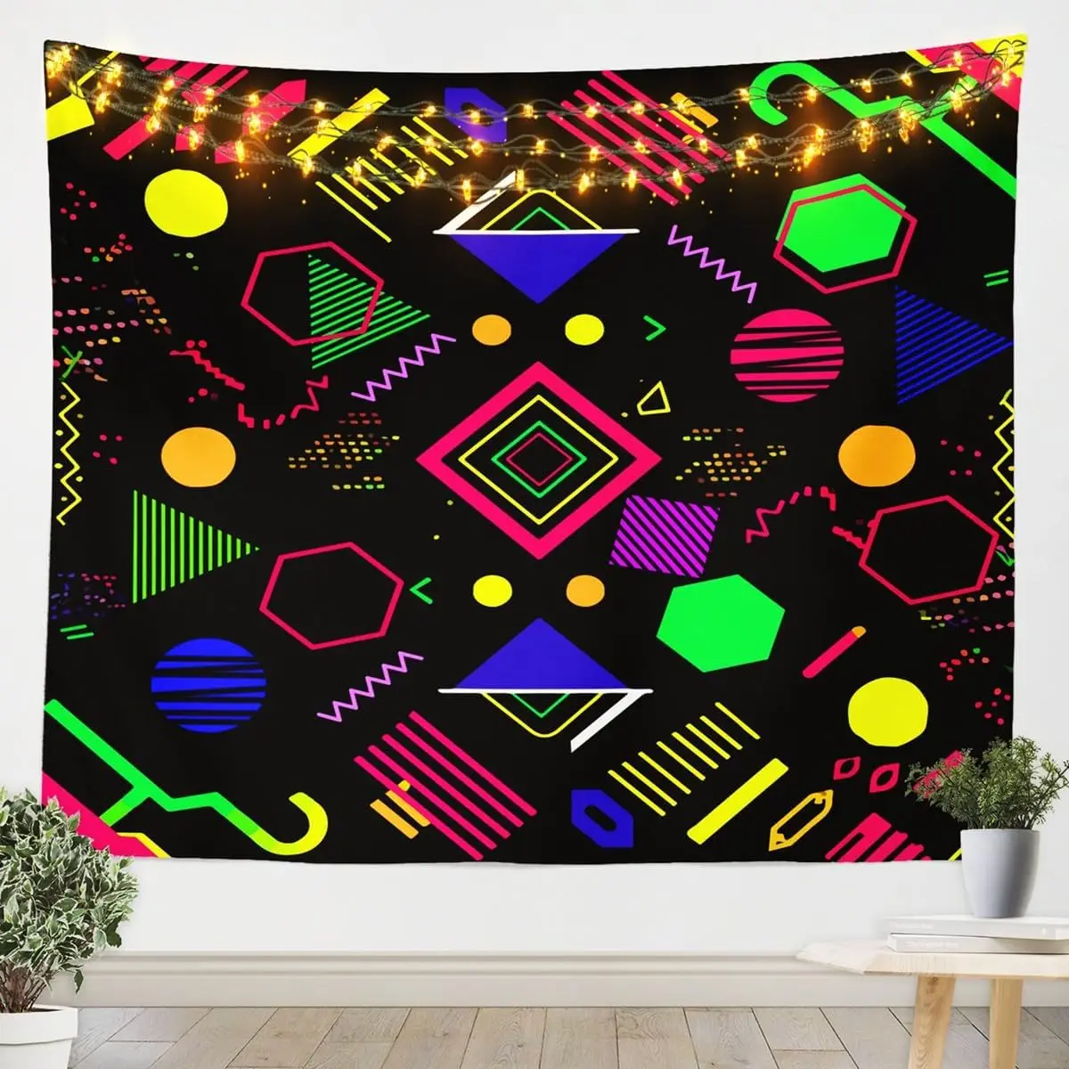 Vintage 80s 90s Memphis Wall Hangings Art Mens Hipster Hip-Hop Geometric Picnic Blankets Nebula Mystery Outer Space Room Decor