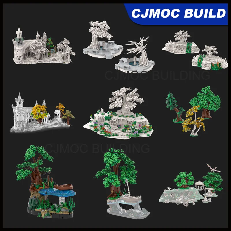 Bloques de Construcción MOC de la Película El Señor de los Anillos: Expansión Rivendell, Modelo de Árboles del Condado, Ladrillos de Ensamblaje Creativo DIY MOC-234524 MOC-216710
