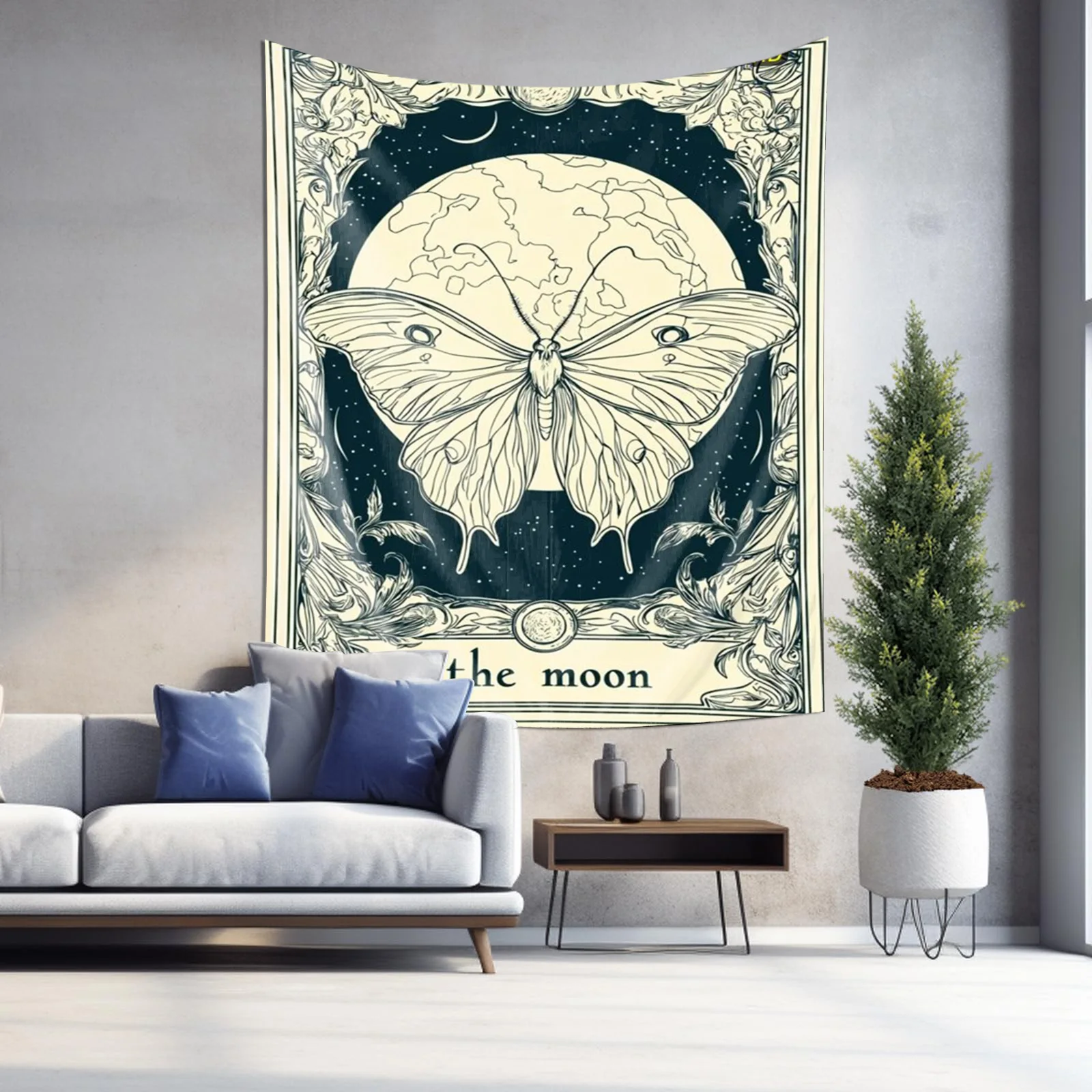Dreamy Moon Butterfly Bedroom Wall Decor Fabric Hanging