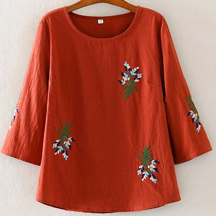 T-shirt ricamata di grandi dimensioni rotonda Ne Pullover da donna Seven Fibra di poliestere Vestibilità ampia Lunghezza Sve Seven Busin Outdo...