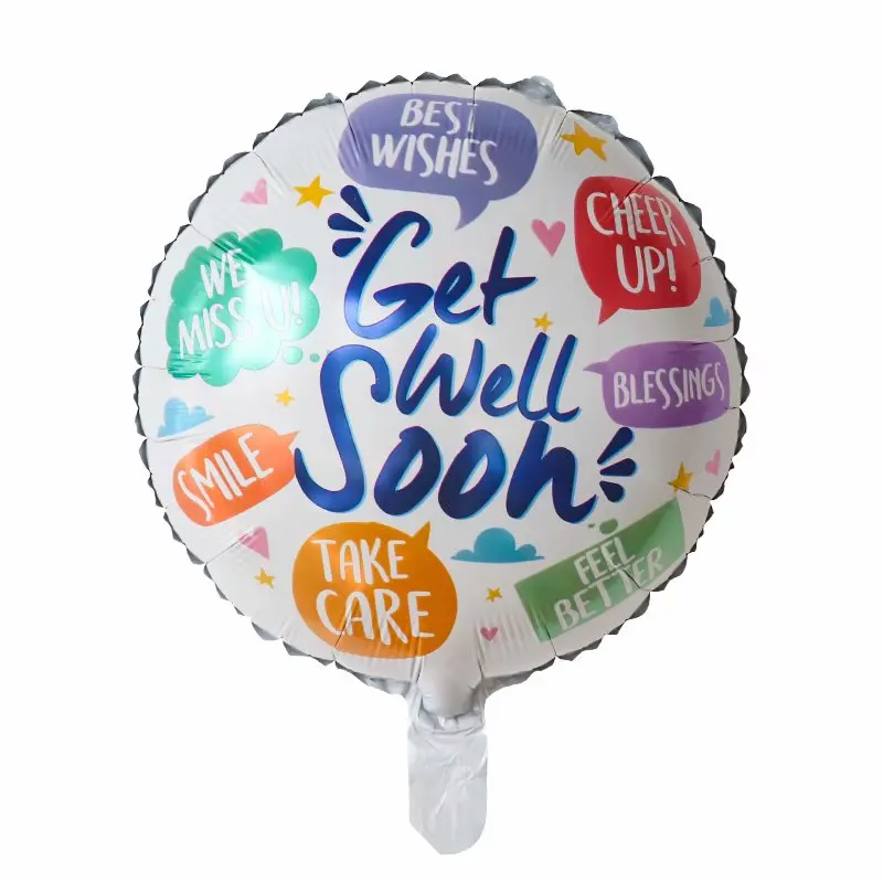 10 Uds. Globos de helio de aluminio de 18 pulgadas Get Well Soon, los mejores deseos para fiesta temática de cumpleaños, decoraciones hospitalarios, juguetes para niños, Globos de aire