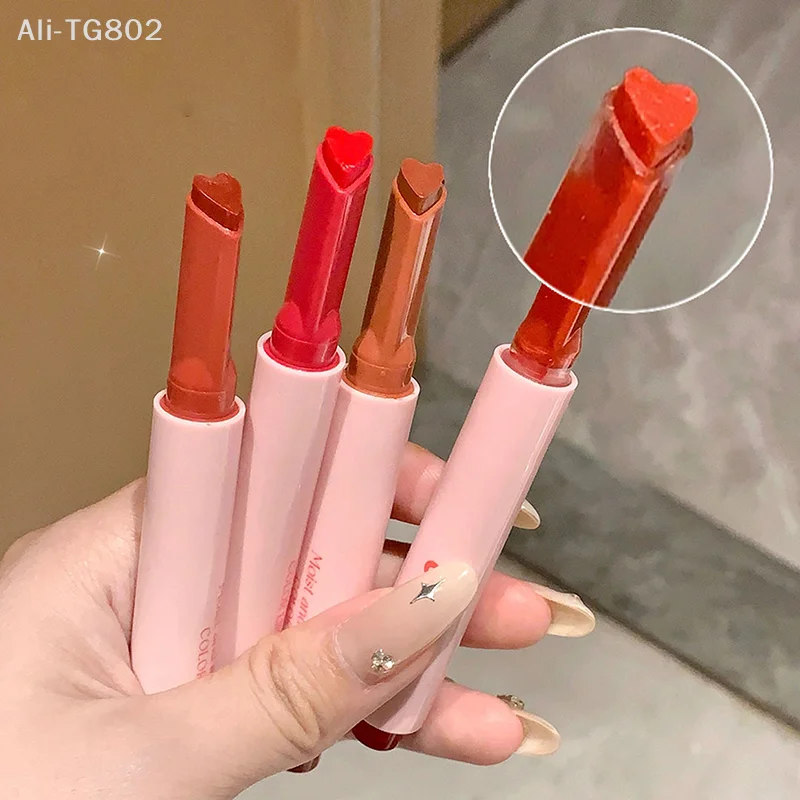 1개 쉬머 하트 젤리 립스틱 펜 수분 공급 아이스 로즈 솔리드 립글로스 립 틴티드 모이스춰라이징 워터 글로스 포멜로 립밤
