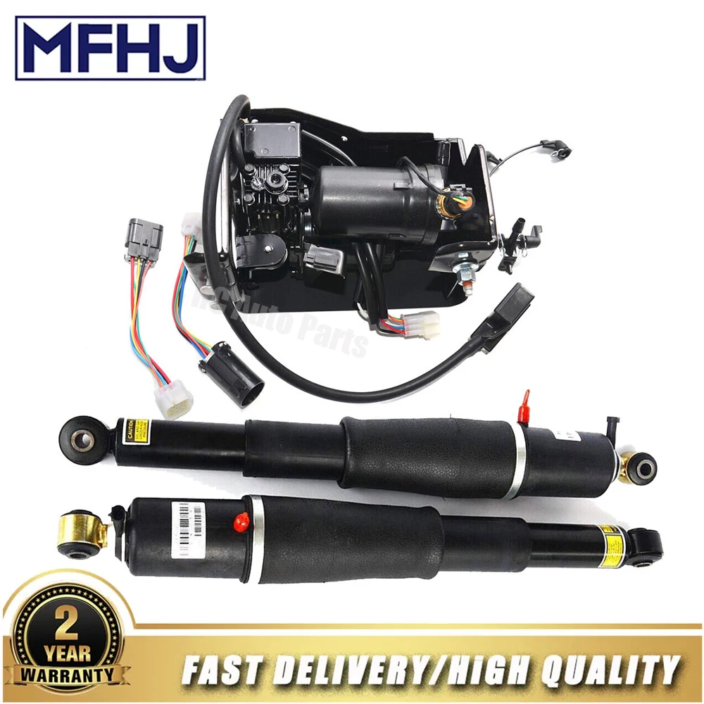 

Pair Rear Air shocks sturts + Air Compressor Pump For Escalade Suburban Tahoe Yukon 25979394 1575626 15254590 19299545