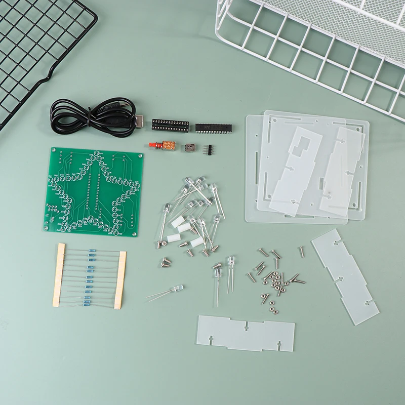 DIY Electronic Kit 3D Five-Pointed Star LED Pentagram Flashing Marquee Light Board Music Player Soldering Learning Set