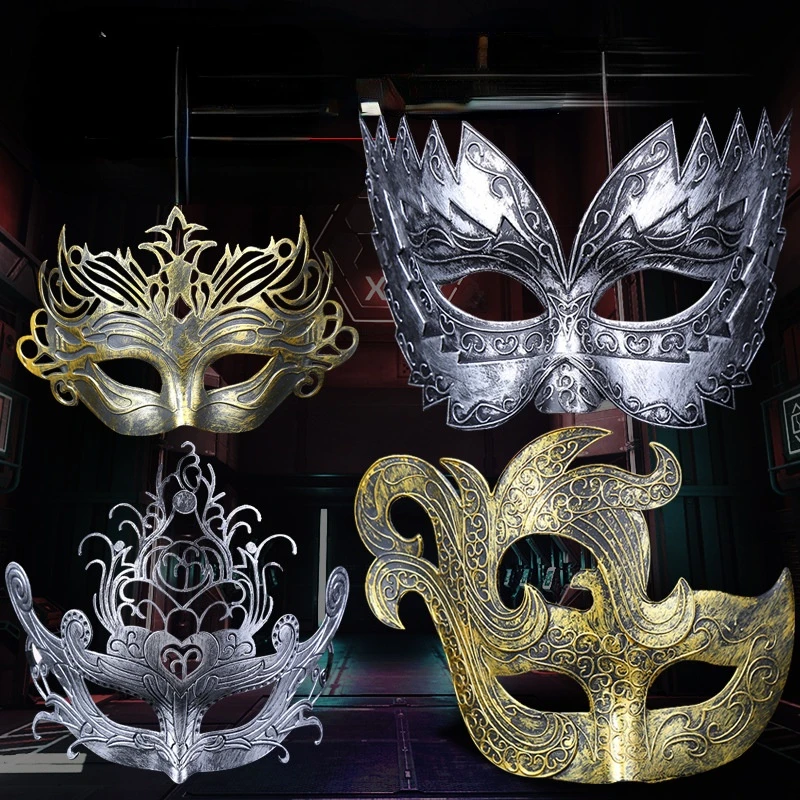 1pcs Men Adult Creative  Costume Ball Retro Mask Gold Silver Venice Party  Mystical Props Decoration Navidad Christmas