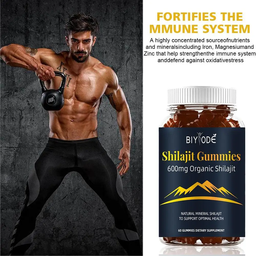 BIYODE Shilajit Resin Gummies  Male Energy-maintaining Hormone Supplement Prevent Urinary Tract Diseases Boost Libido Fertility