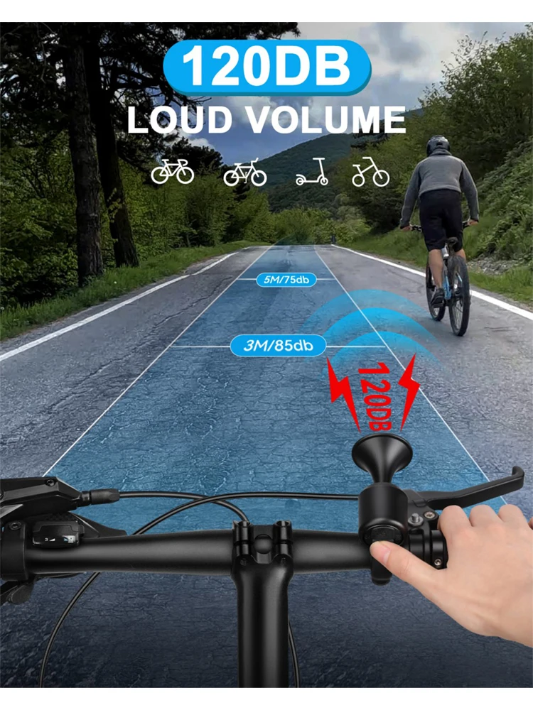 AliExpress UK Rockbye Bicycle Remote Control Electric Horn 120dB Loud Anti-theft Warning Bell Rechargeable Bike Handlebar Horn Cycling Accessories