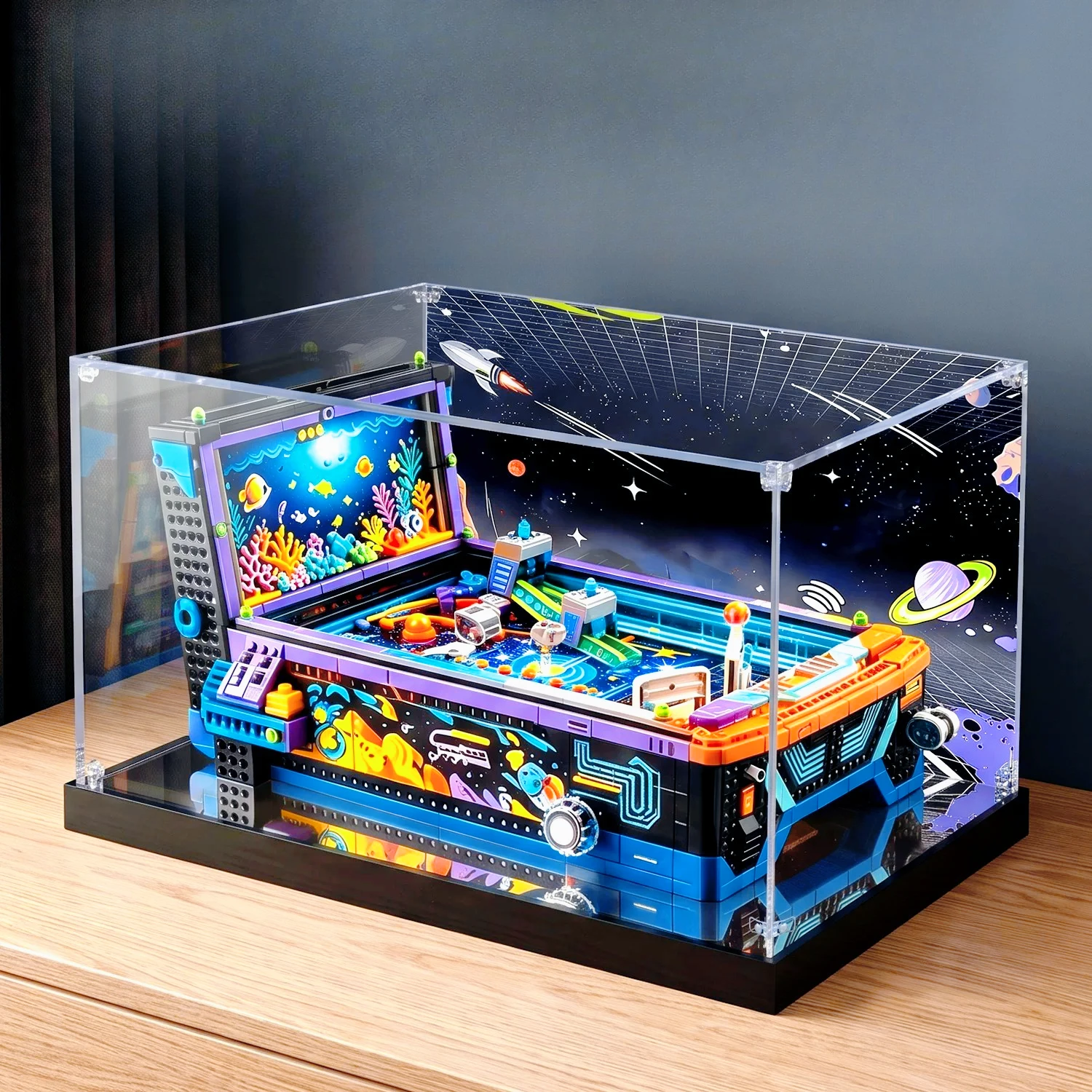 Acrylic Display Case For Lego 11374 Space Arcade Pinball Machine, Dustproof Transparent Storage Box（Not Include Model）