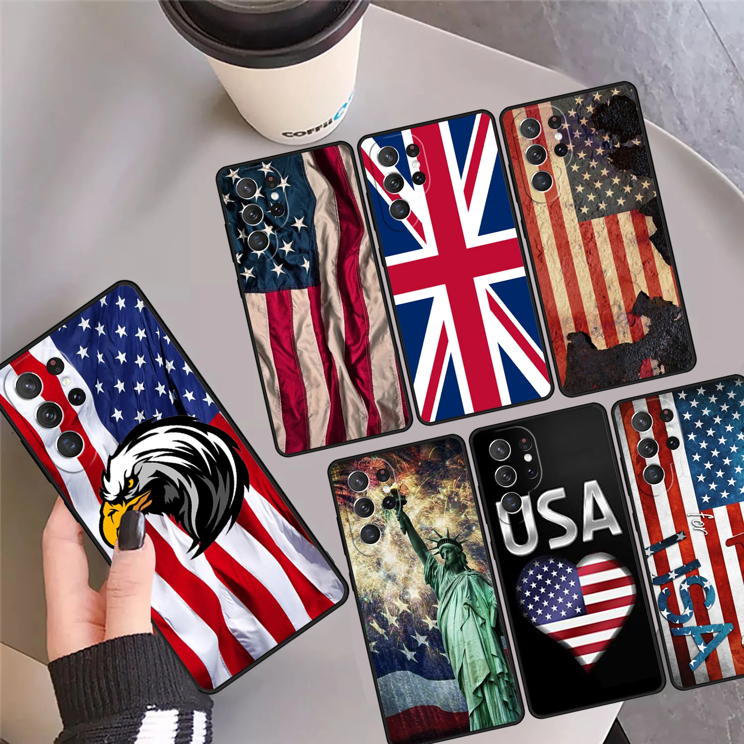 

American Flag Phone Case Cover Coque For Samsung Galaxy S24 S25 Ultra 23 S22 Plus S21 FE S20 Note 10 Pro Note 20 Ultra