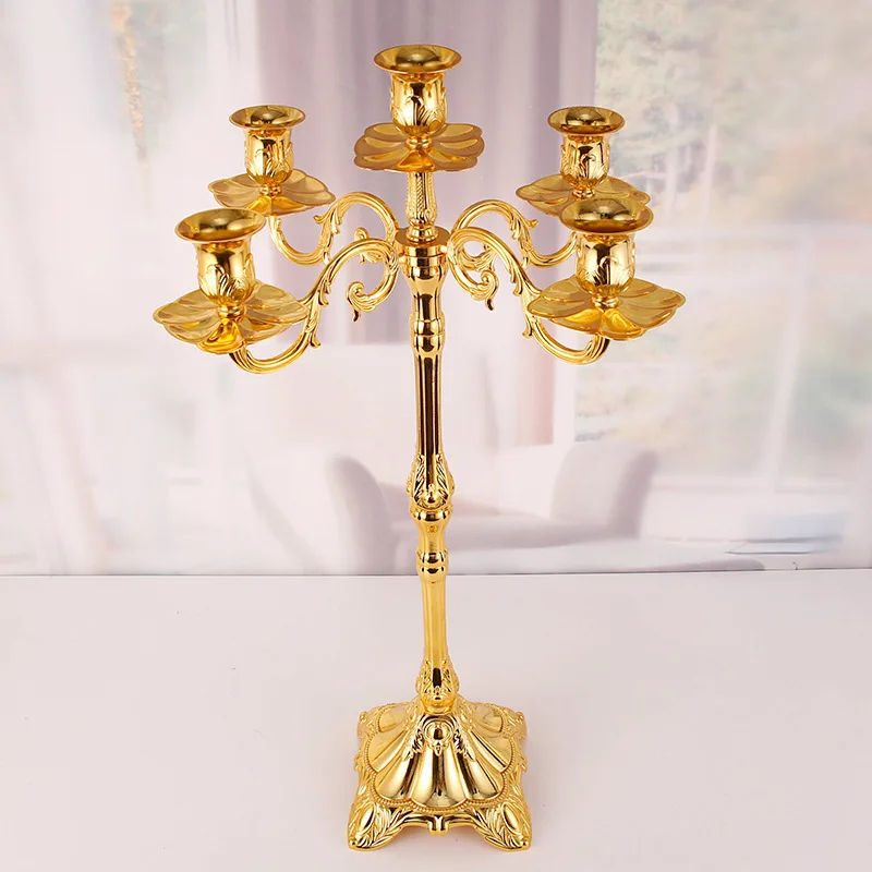 Romantic wedding decoration zinc alloy five-headed candlestick fruit plate exported to Europe, America, fashion home furnishing