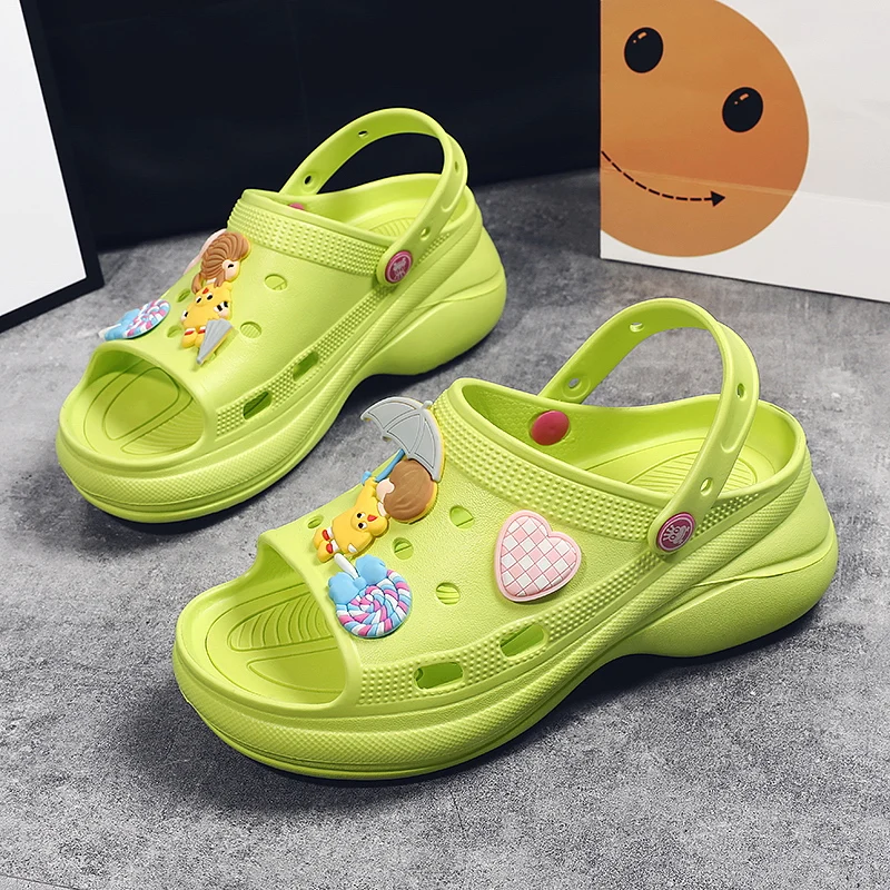 Fashion Thick Sole Increased Women Girls Summer Beach Sandals Slippers High Heels Casual Platform Clogs Flip Flops Slides Shoes