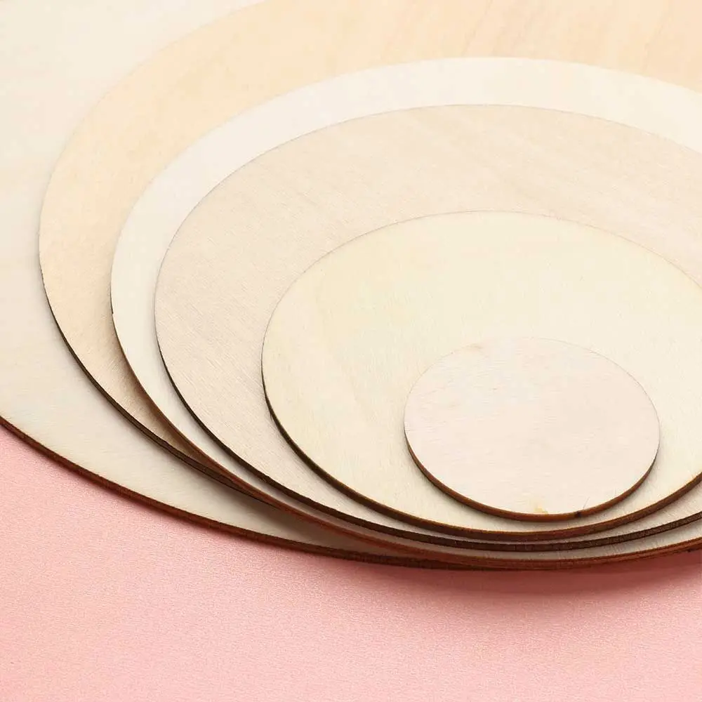 3/5/10pcs Round Wood Pieces Wood Circles Blank Plaque for DIY Craft Pyrography Projects Games Scrapbooking Building Model