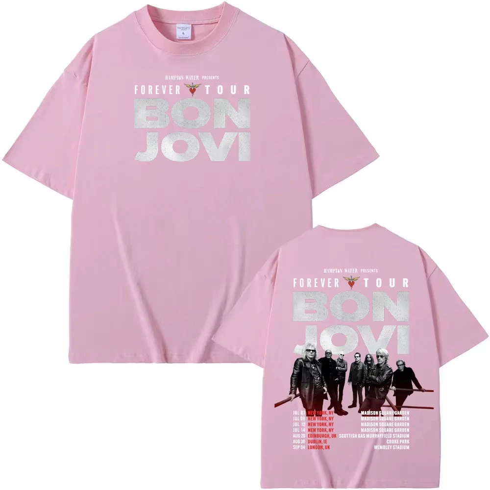 Bon Jovi Grunge Band Forever TOUR 2026 Summer Casual Cotton T-shirt Comfortable High Quality Graphic Cotton Men's and Women Tops