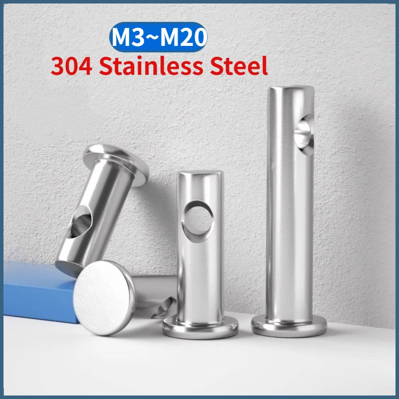 M3 M4 M5 M6 M8 M10 M12 M14 M16 M20 304 Stainless Steel Axis Pin Flat Head Cylindrical Pin with Hole GB882 Dowel Pin Roll