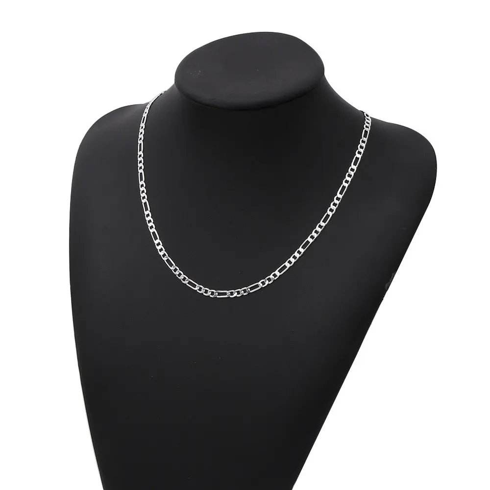 925 Sterling Silver 40-75cm Figaro Chain Necklace Men Women Fashion Simple Chain Wedding Christmas Gift Jewelry Accessories