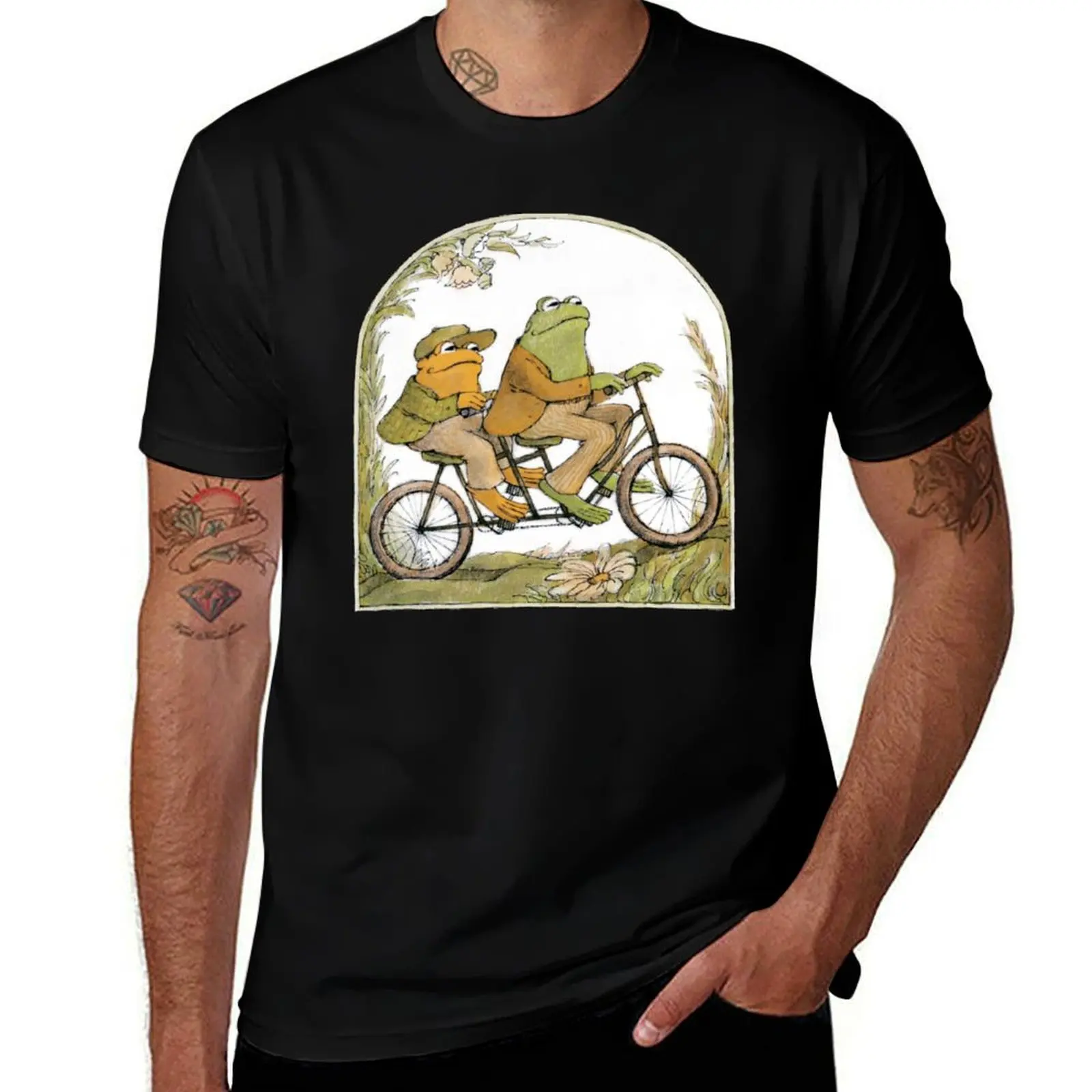 Frog and Toad On A Bicycle T-Shirt Stretch Fabric Comfort T-Shirt