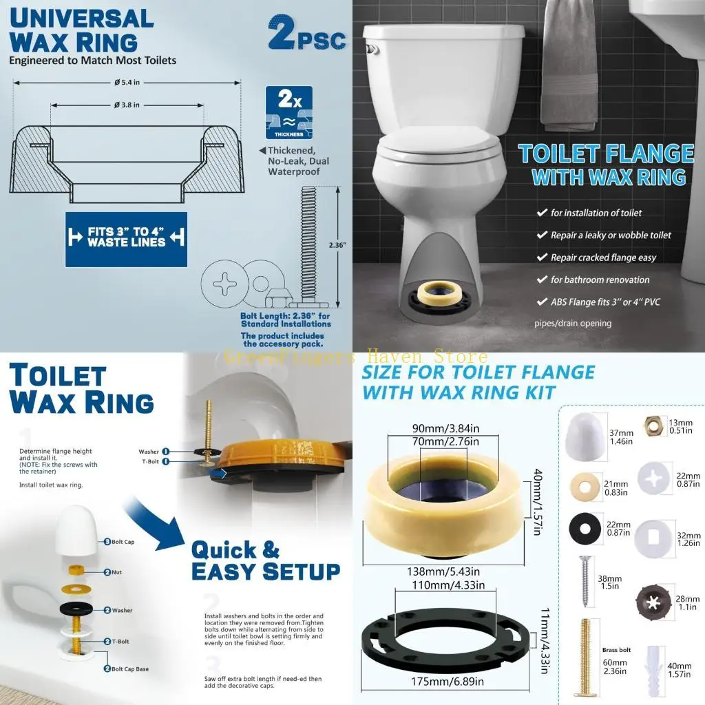 

F68D Thick Toilet Wax Seal Set Featuring Bolts Set 3 Inch for Flange Security