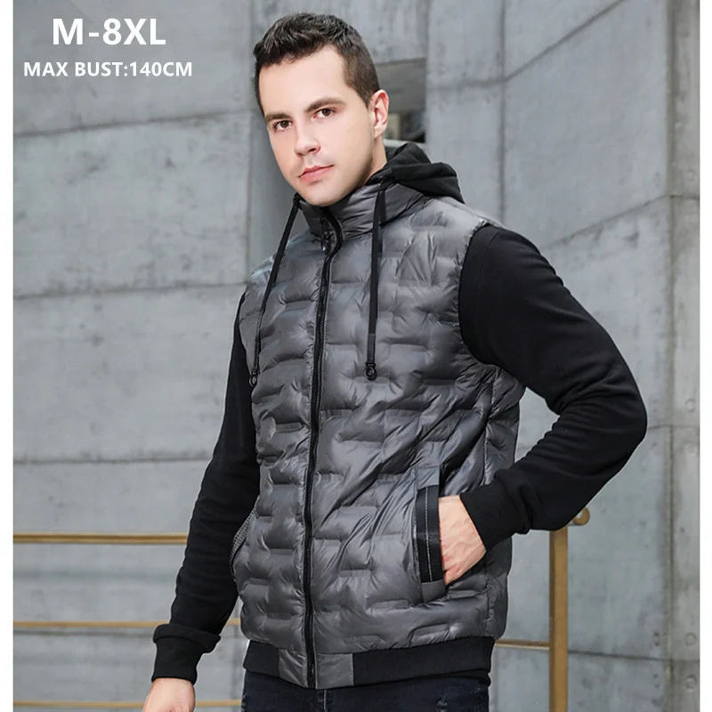 

Autumn Vest Thick Sleeveless Jacket Man Hoodies Plus Size boys 5XL 6XL 7XL 8XL Winter Oversized Warm Veste Coat Waistcoat