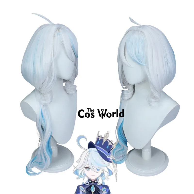 

Genshin Focalors 90cm Long Games Cosplay Wigs Fiber Heat Resistant Synthetic Hair + Wig Cap