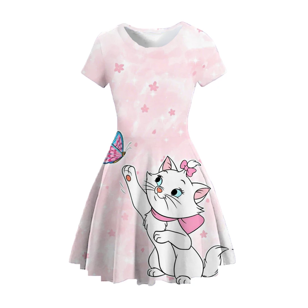 Marie cat series childlike funny cute girl dress cartoon print sweet gentle pleated skirt versatile short skirt