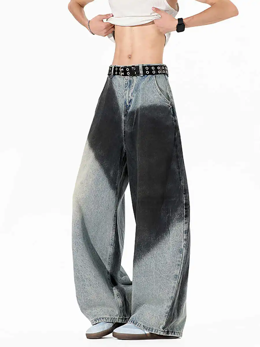 

Women Blue Y2k Jeans Baggy Denim Trousers Harajuku 90s Vintage Gradient Jeans Boyfriend Long Pants Japanese 2000s Style Clothes