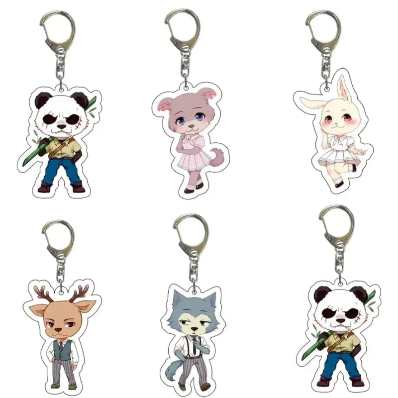 Cute Animal Anime BEASTARS Key Chain Legosi Spring Haru Juno Louis Cosplay Props Two-sided Acrylic Figures Keychain Bag Pendant