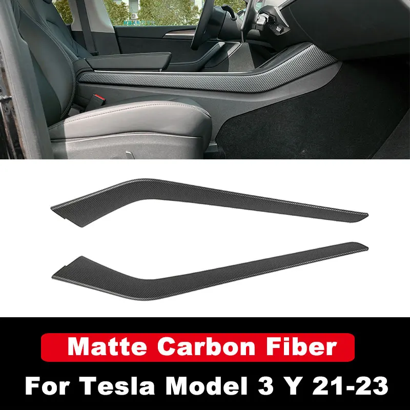 Center Console Side Cover For Tesla Model 3 2016-2023 Model Y 2020-2024 Car Carbon Fiber ABS Trim Accessories Protection