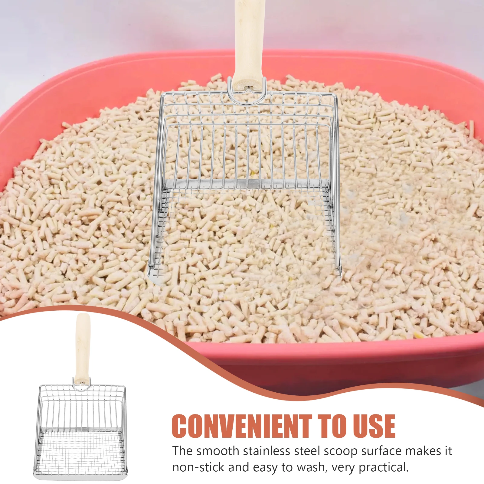 

Litter Shovel Cleaning Tools Scooper Small Holes Mesh Pet Fine Sand Bins Multifunction Pine Cat Heavy Duty Stainless Steel Cat