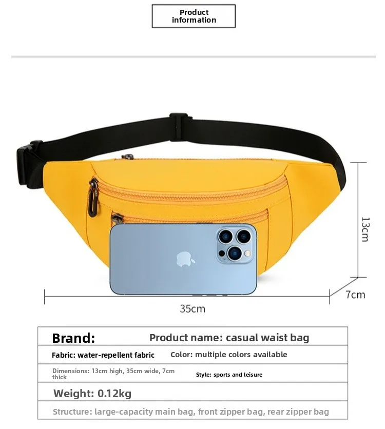 New Casual Waist Bag, Outdoor Sports Men's and Women's Chest Bag, Multi-functional Large-capacity Single-shoulder Crossbody Bag
