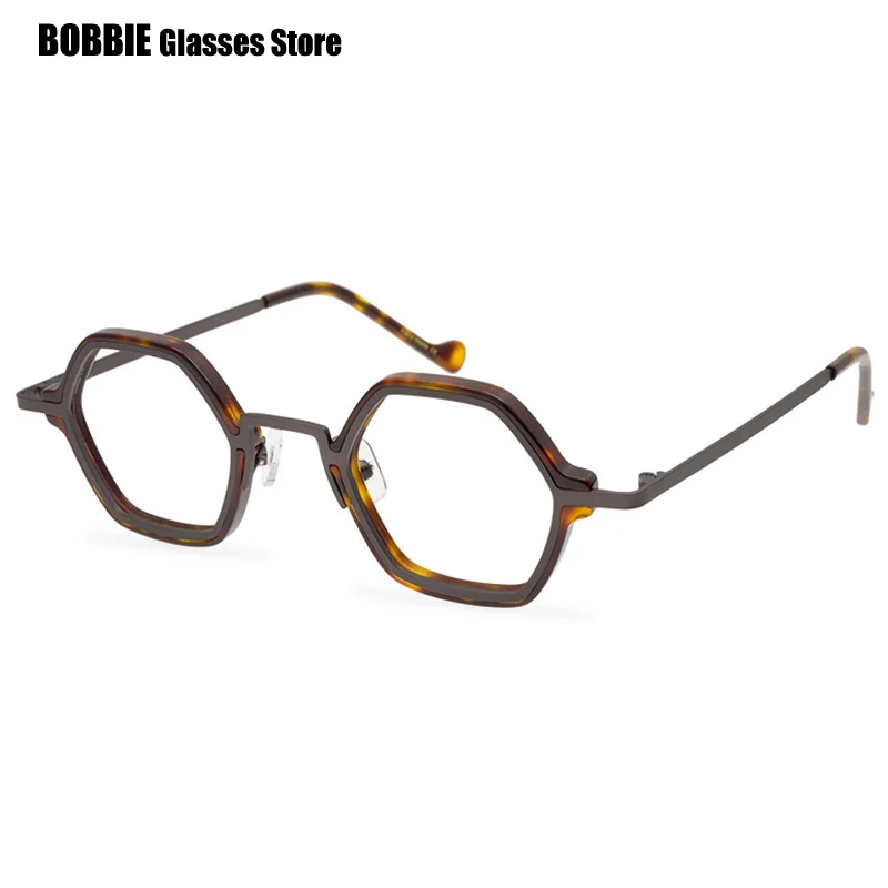 Vintage Small Acetate Glasses Frame Polygonal Eyeglasses Men and Women  Fashion Myopia Eyewear Polygon Design Optical Lens 2023