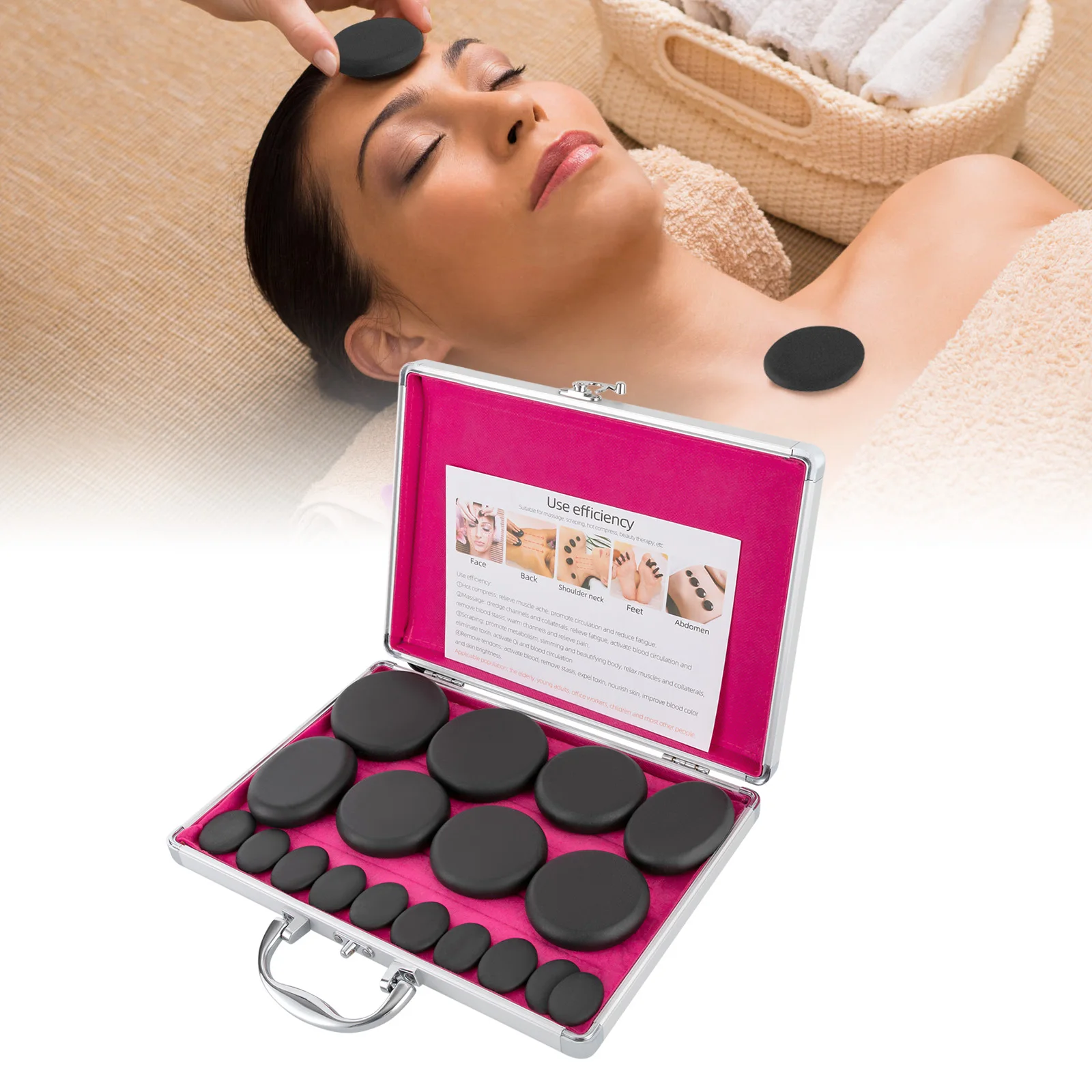 

Набор из 16 натуральных вулканических камней для горячего массажа, профессиональный массажный набор мощностью 220 Вт, безопасный массажный инструмент для спа-процедур с напряжением 110 В.
