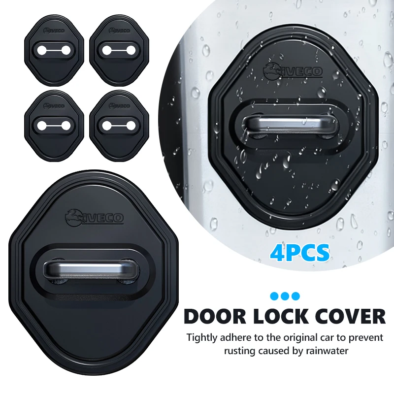 4Pcs Car Silicone Door Lock Protector Cover Pad Accessories For IVECO T-Way Artic Rigid Daily S-Way Eurocargo‌ 4x2 4x4 e-Daily