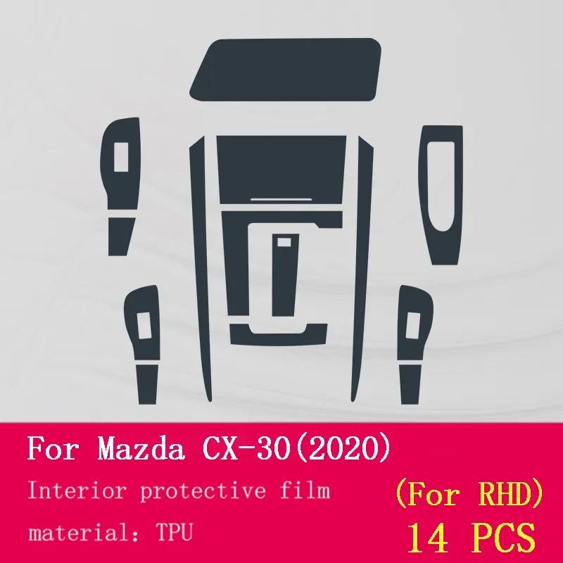 Pantalla de Panel de engranaje de consola central de navegación para Mazda CX30 2020, película protectora Interior de coche de TPU, pegatina de