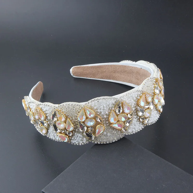 Bright Color Headband Baroque Trend Exaggerated Super Flash Gem Headband Luxury Hair band Heavy Full Rhinestone Headband  Hair