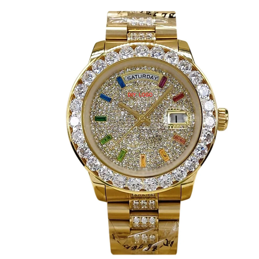 Customized Logo40mmmen's watch, diamond watch, mechanical movement and calendar window, best gifts for men