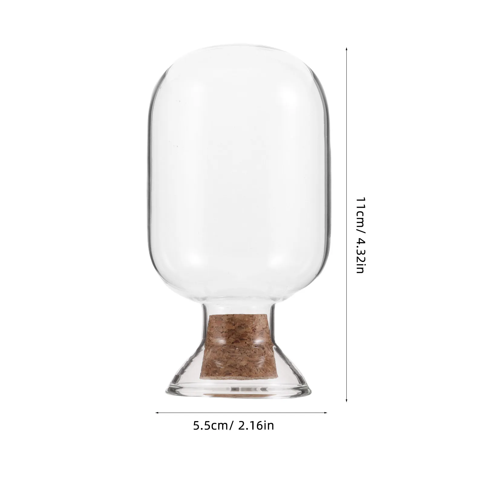 Glass Sample Bottle Cork Stopper Stylish Transparent Round Match Holder Fireplace Mantel Display Decorative Cloche