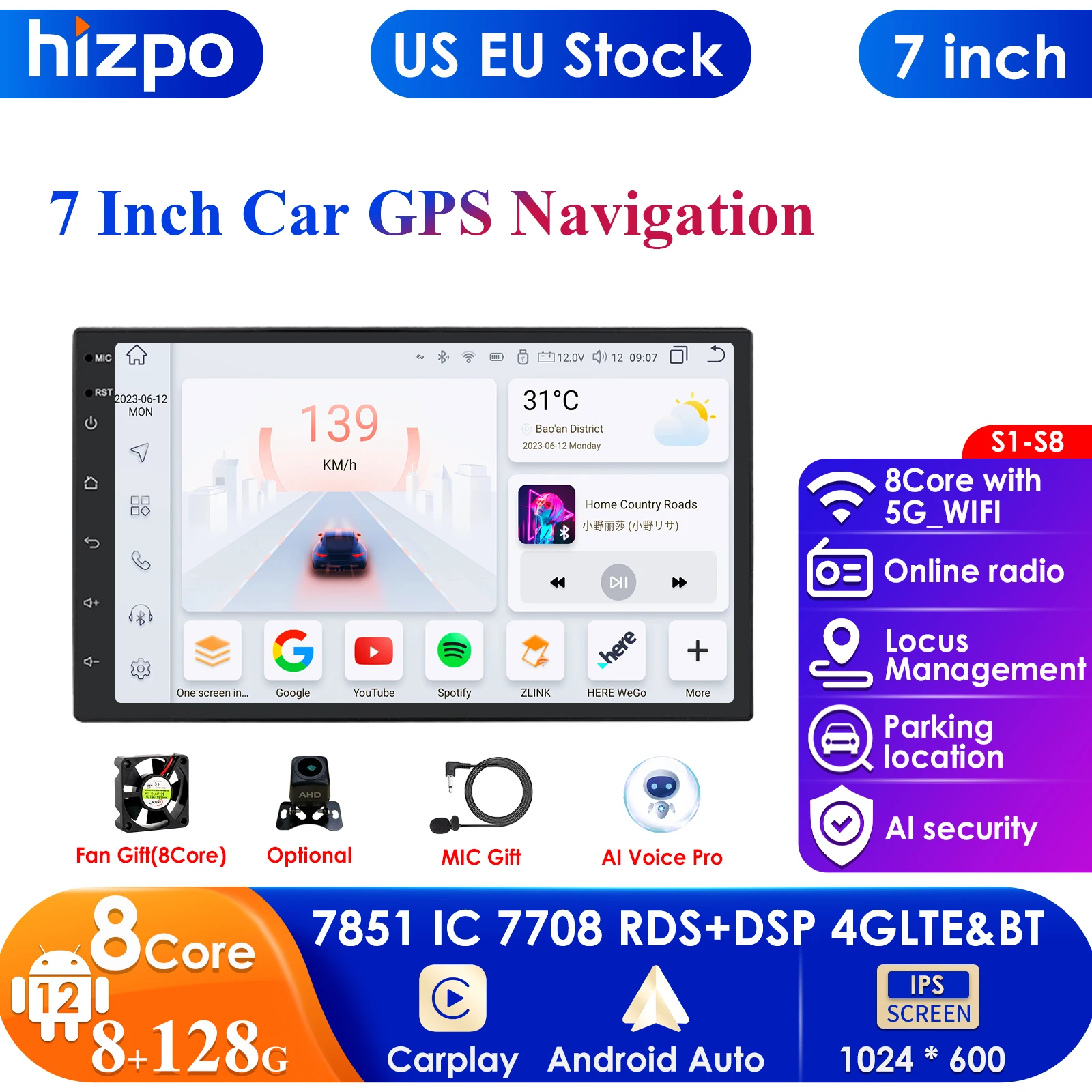 7 Inch Android 13 Car Radio 2 Din Multimedia Video Player 4G Carplay Autoradio for Universal 2din android Navigation Auto Stereo