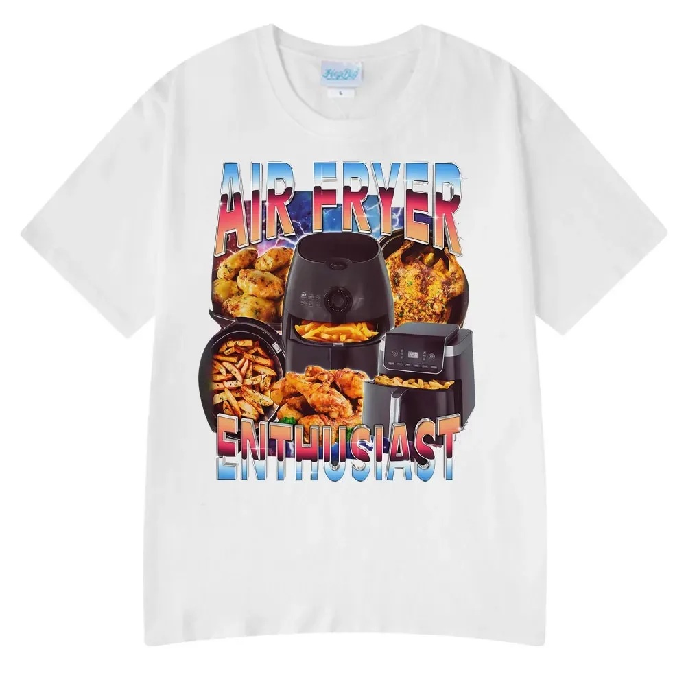 الهواء المقلاة متحمس متعة الطبخ مروحة تي شيرت الساخن بيع زوجين الملابس متعة تي شيرت المقلية الدجاج تقطيع البطاطس المقلية تي شيرت