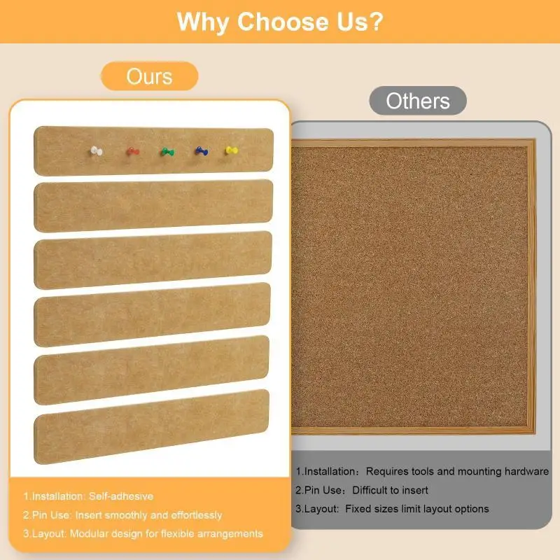 New 1pcs Cork Board Strips Self Adhesive Small Cork Board For Wall Desk Home Classroom Office For Paste Notes Photos Schedules