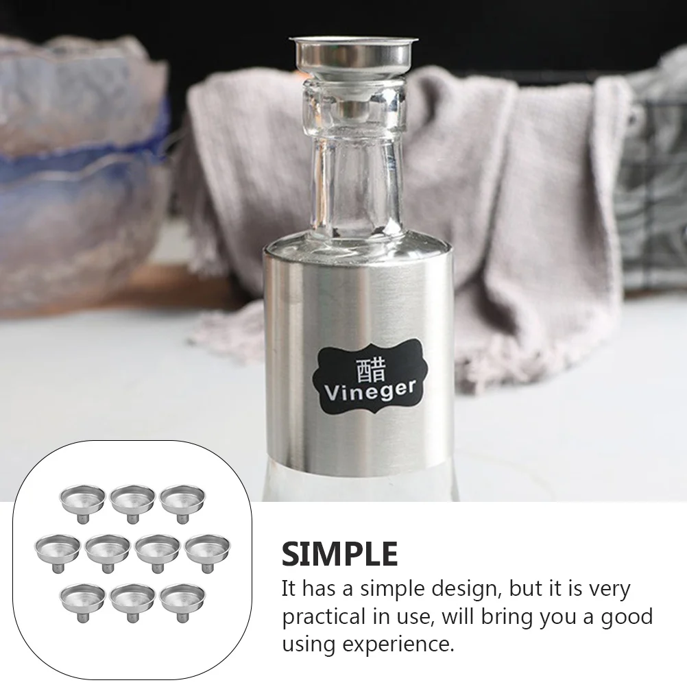 

10pcs Stainless Steel Mini Funnel Multi-Purpose Small Funnels For Liquid Transferring Oil Dispensing Tool Portable Travel Bottle