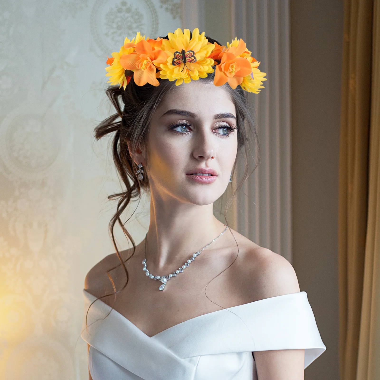 البوهيمي زهرة إكليل عقال قابل للتعديل الاصطناعي الأزهار غطاء الرأس لمهرجان الزفاف تأثيري التصوير الفوتوغرافي