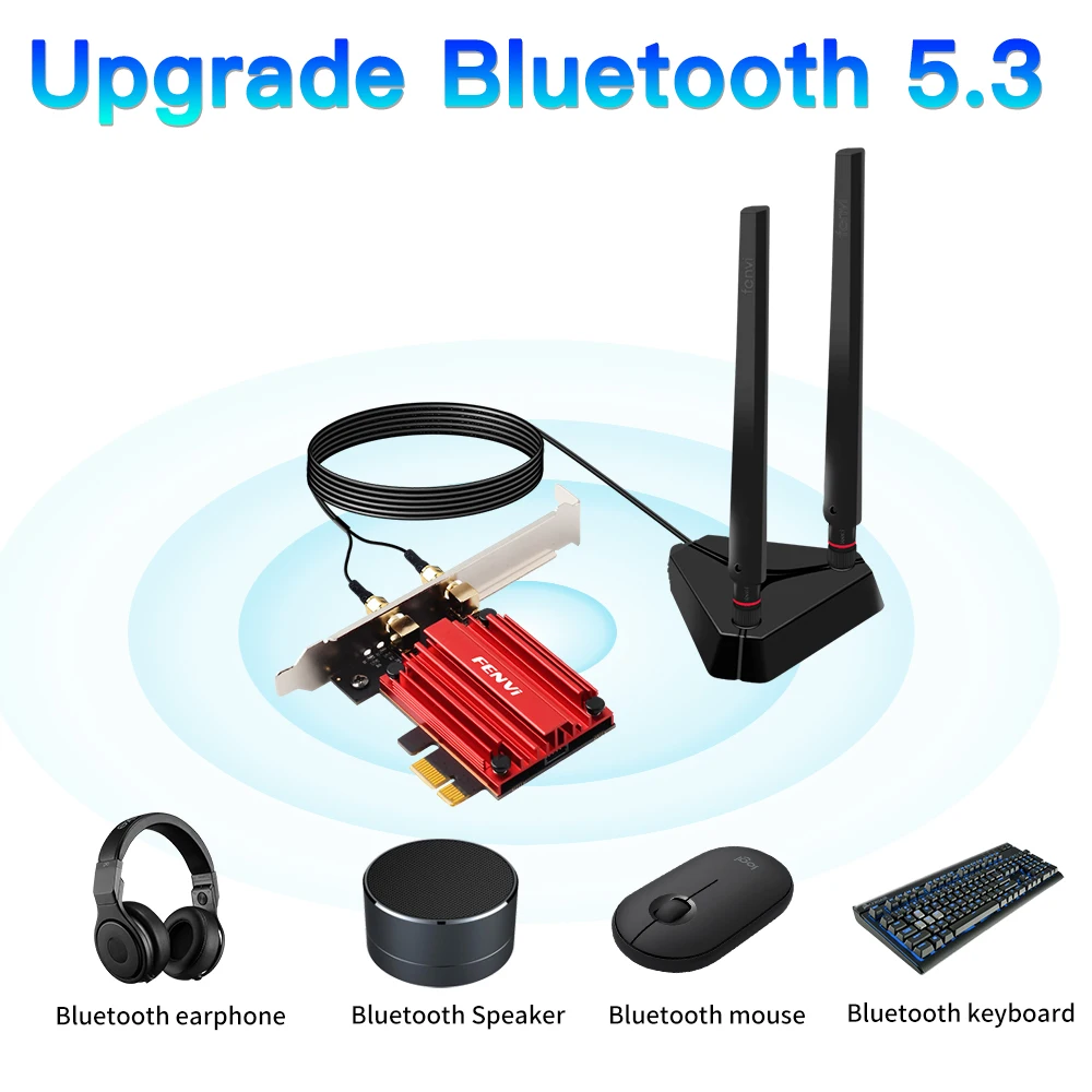 FENVI Wi-Fi 6E 5374Mbps AX210 For Bluetooth5.3 802.11AX 2.4G/5G/6Ghz Wireless PCIE Adapter Network WiFi Card Support PC Win10/11