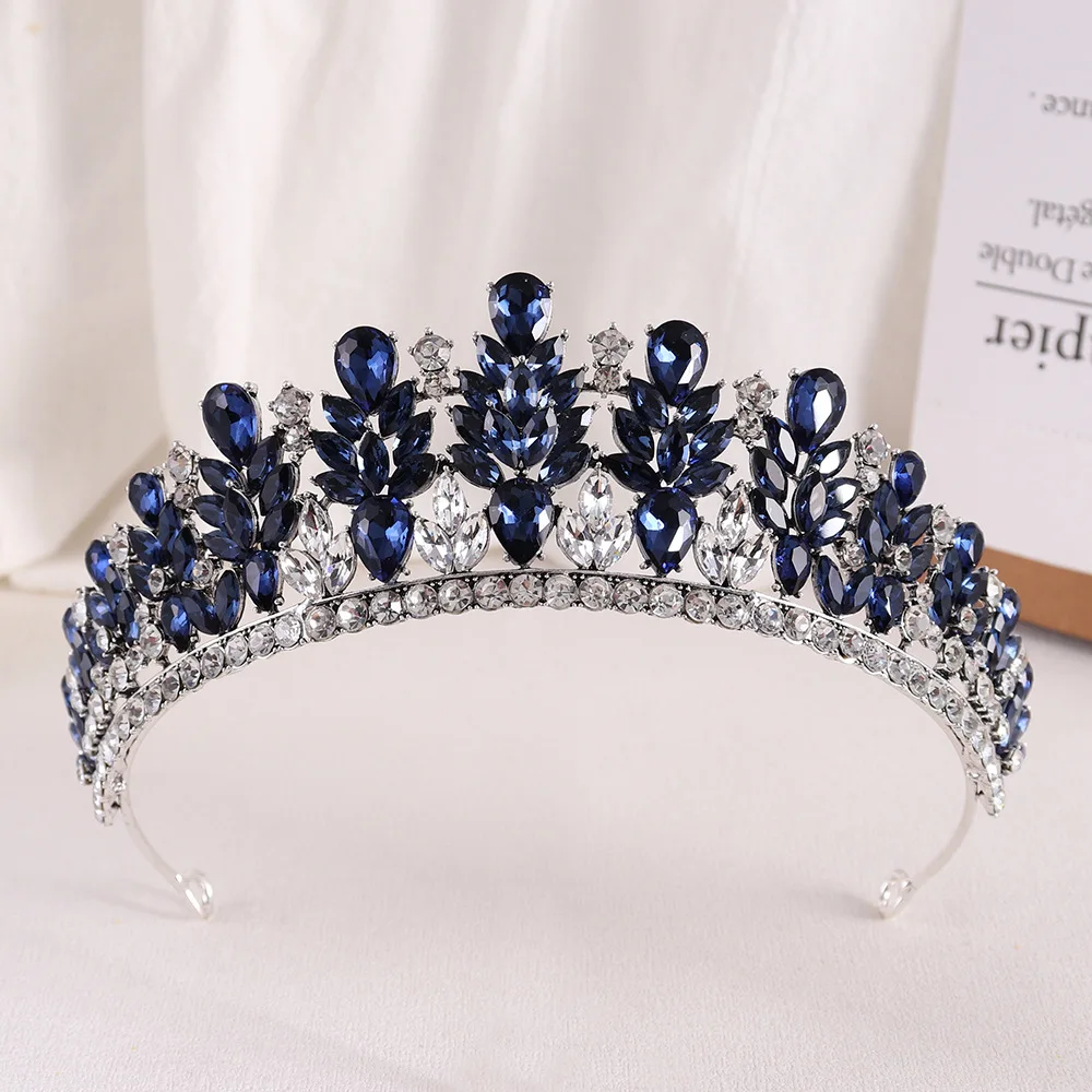 Baroque Retro Forest Wine Red Crystal Diadem Leaf Tiaras Royal Queen Bridal Crown Luxury Wedding Dress Hair Costume Accessories