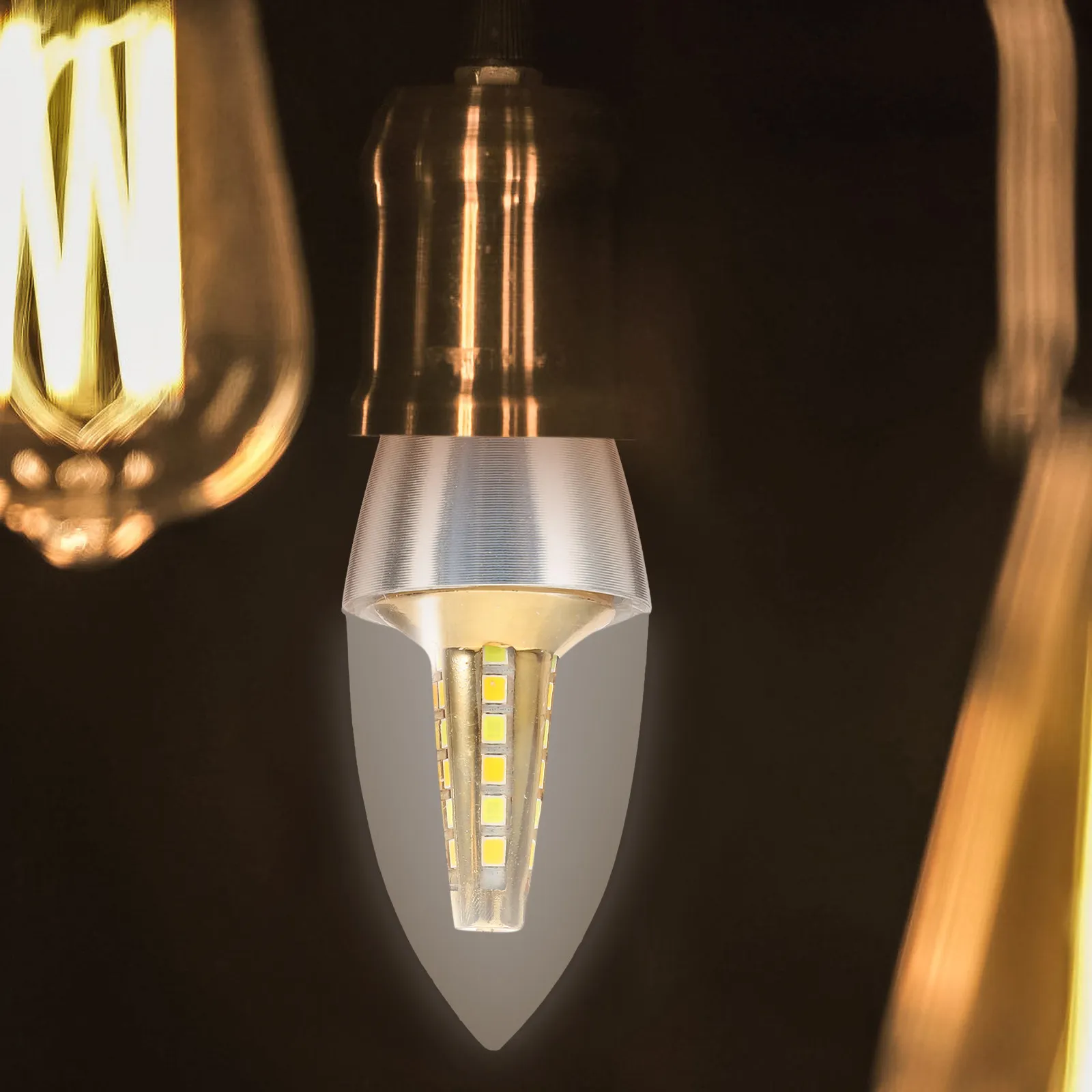 2Pcs Smart LED Light Bulb Three Color Change Dimming Multi-Purpose Small Screw Bulb for Home Office Restaurant Lamps