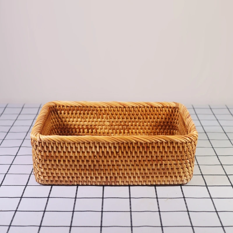 Weaved Rattan Kitchen Storage Hampers Bread Food Vegetables Storage Hamper Serving Display Trays for Christmas, Easter DropShip